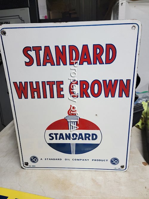 Standard White Crown w/Logo Porcelain Pump Sign