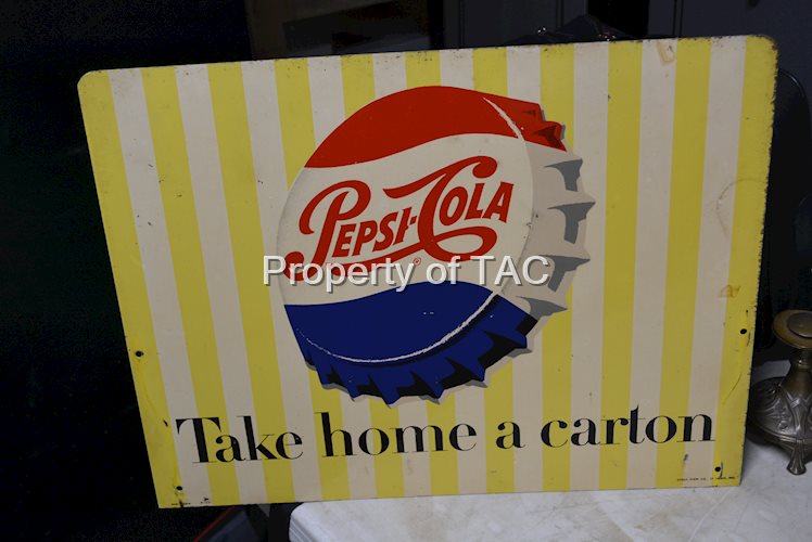 Pepsi-Cola "Take Home a Carton" Metal Sign