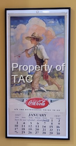 Coca Cola Framed Calender 1937 w/ Full Pad