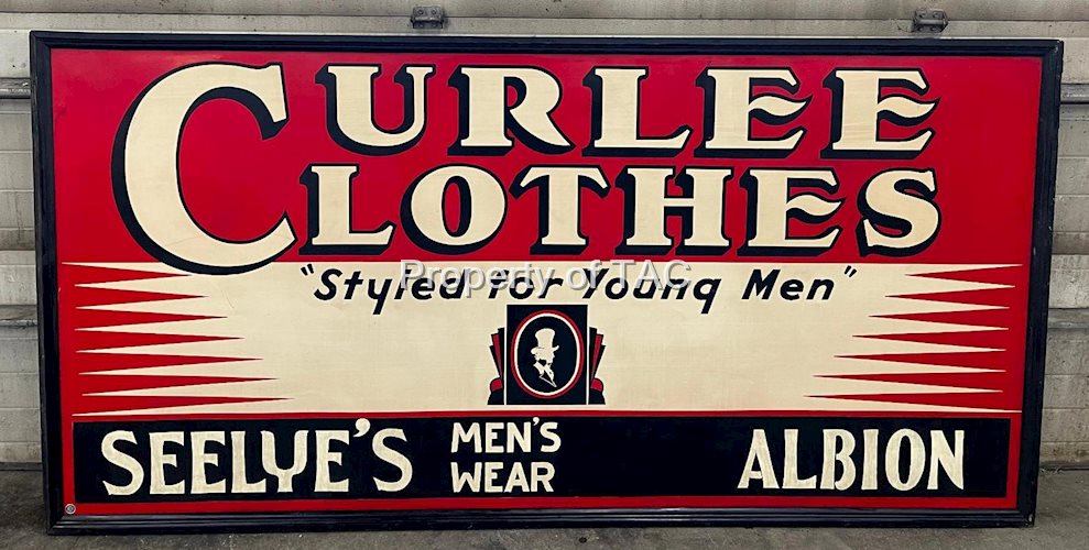 Large Curlee Clothes "Style for Young Men" w/Logo Metal Sign
