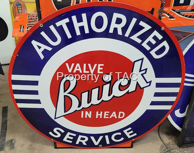 Buick Valve in Head Authorized Service Double Sided Porcelain Sign