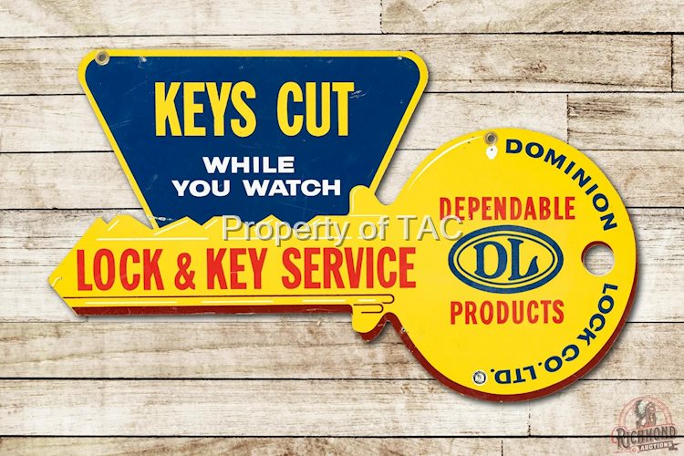 Dominion Lock Co. "Lock & Key Service" Metal Sign