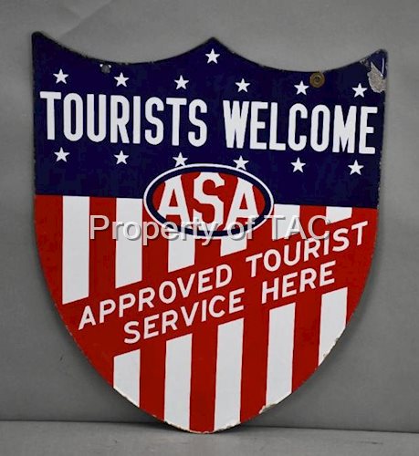 ASA Tourists Welcome Porcelain Sign