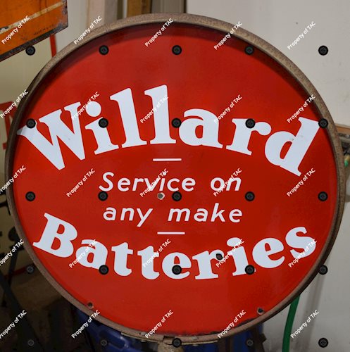 Willard Batteries Service on any make" Porcelain Sign"