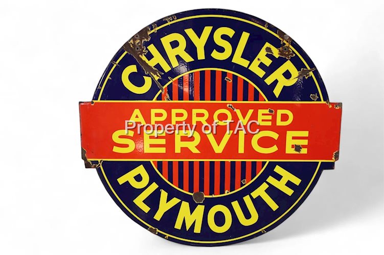 Chrysler Plymouth Approved Service Porcelain Dealership Sign (TAC)