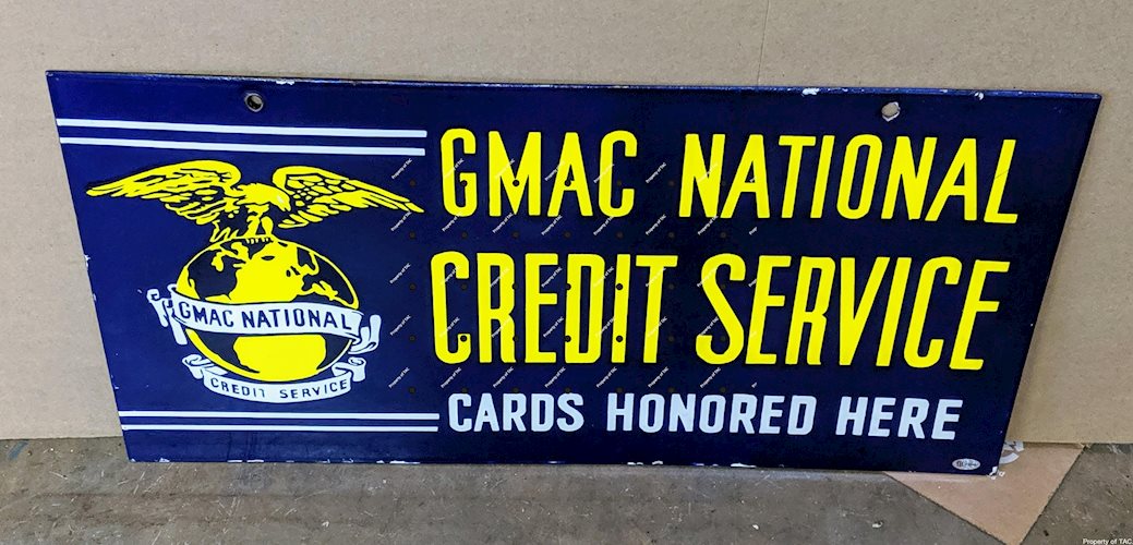 GMAC National Credit Service DSP Double Sided Porcelain Sign