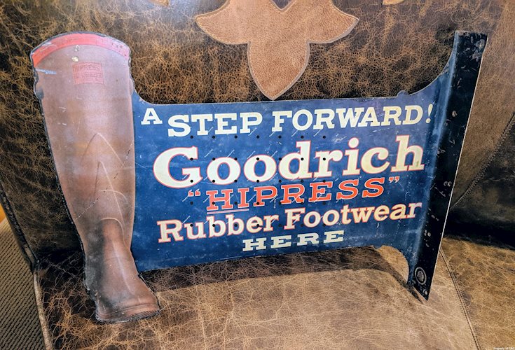 Goodrich A step Forward Hipress" Rubber Footwear Here Double Sided Tin Sign"