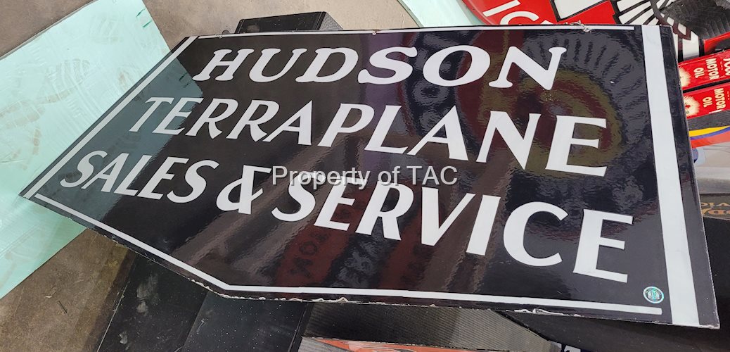 Hudson Terraplane Sales & Service Double Sided Porcelain Sign w/ Hood