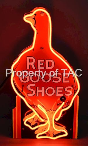 Red Goose Shoe Counter-Top/Window Porcelain Neon Sign