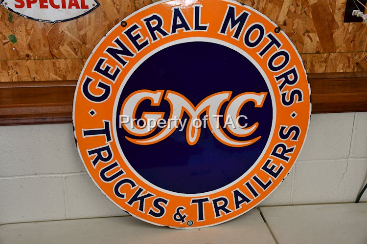 GMC General Motors Trucks & Trailers Porcelain Sign