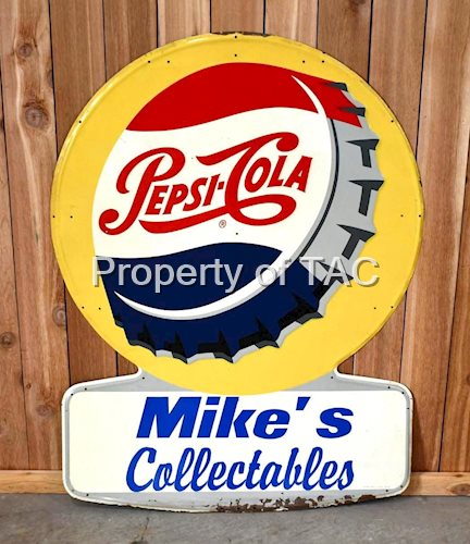 Pepsi-Cola w/Bottle Cap Logo Keyhole Metal Sign