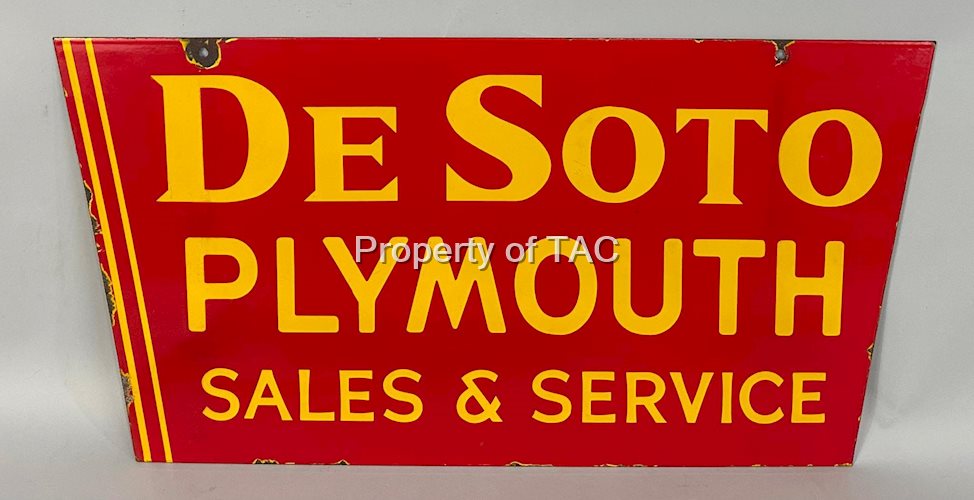 De Soto Plymouth Sales & Service Porcelain Sign