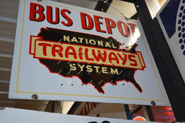 National Trailways System Bus Depot sign