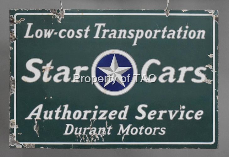 Star Cars w/Logo Authorized Service Durant Motors Porcelain Sign