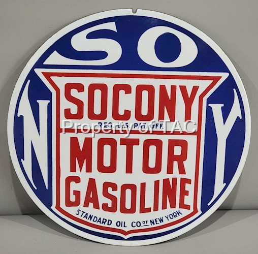 Socony Motor Gasoline 13.75" Porcelain Globe Lens