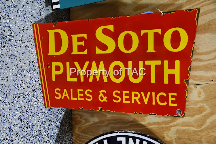 De Soto Plymouth Sales & Service Porcelain Sign