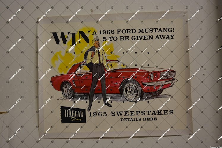 1965 Haggar Slacks Mustang Sweepstakes poster