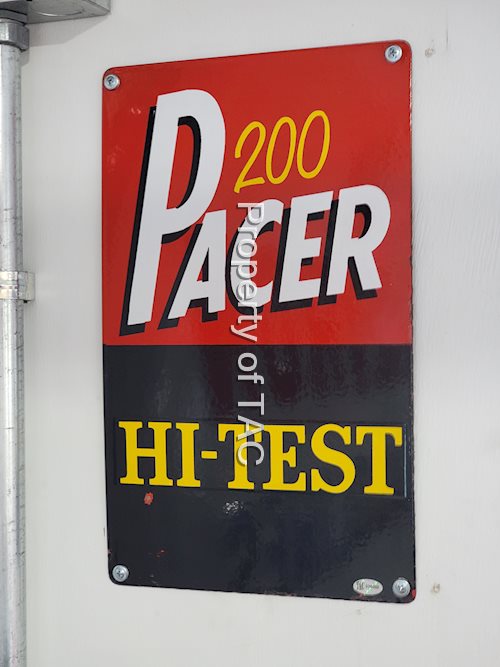 Pacer 200 Hi-Test Porcelain Pump Sign