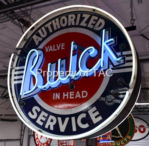 Buick Valve in Head Authorized Service Porcelain Neon Sign