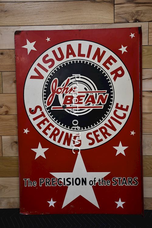 John Bean Visuliner Steering Service Metal Flange Sign
