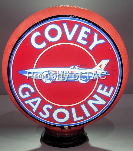 Covey Gasoline w/Rocket Car Logo Single Gill Globe Lens in Red Ripple Body