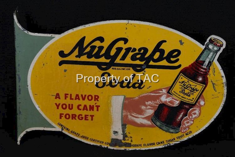 NuGrape Soda w/Hand holding a Bottle Metal Sign