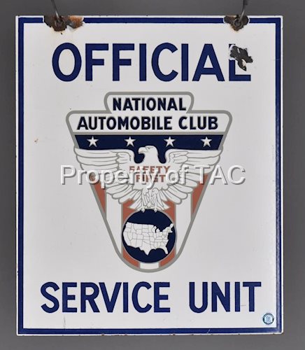 Official National Automobile Club Service Unit Porcelain Sign