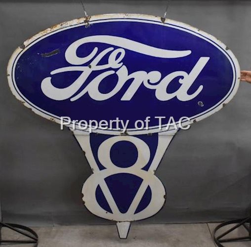 Large Ford V-8 Porcelain Sign