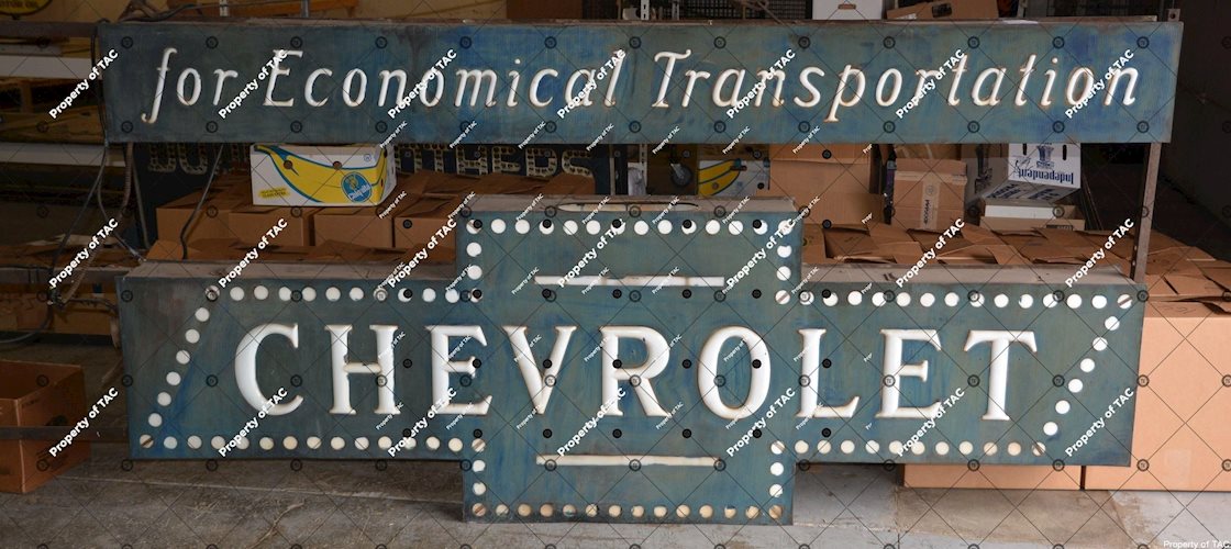 Chevrolet for Economical Transportation" milk glass sign"