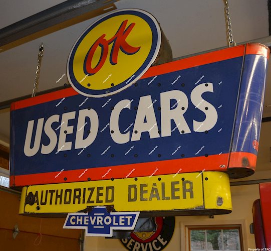 (Chevrolet) Ok Used Car Authorized Dealer non-neon porcelain sign