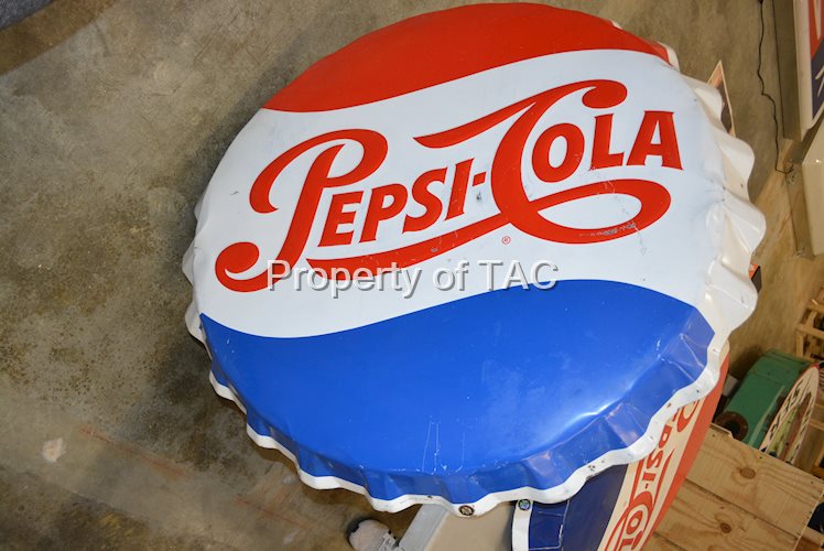 Pepsi-Cola Metal Bottle Cap Sign
