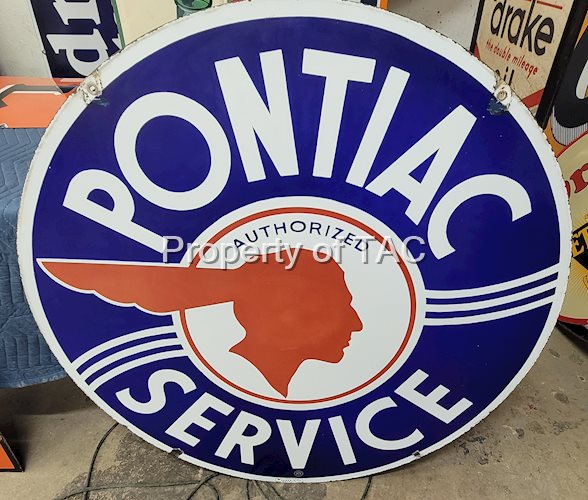 Pontiac Authorized Service Double Sided Porcelain Sign