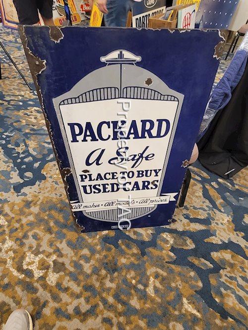 Packard "A Safe Place To Buy Used Cars" w/Logo Porcelain Sign