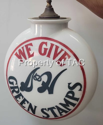 We Give S&H Green Stamps OPE Milk Glass Canopy Globe