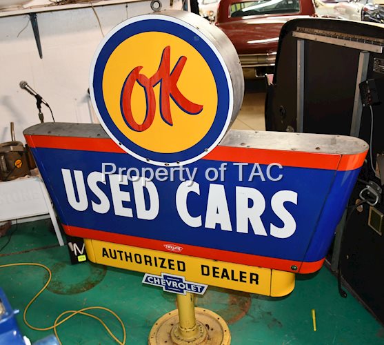 OK USED CARS AUTHORIZED DEALER 2-SIDED MULTIPLE SINGLE-SIDED PORCELAIN PIECE SIGN