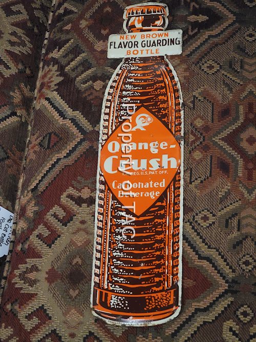 Orange Crush w/Crushy "New Brown Bottle" Metal Sign
