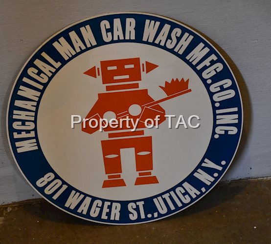 Mechanical Man Car Wash w/Logo Metal Sign