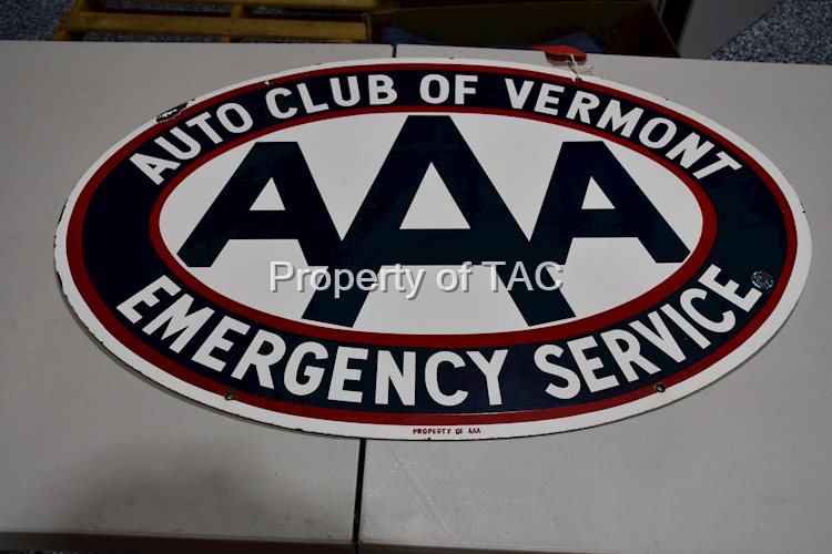 AAA Auto Club of Vermont Emergency Service Porcelain Sign