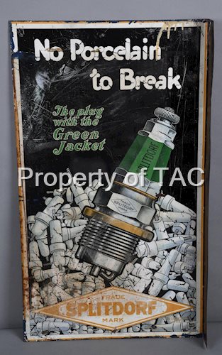Splitdorf "No Porcelain to Break" Metal Flange Sign