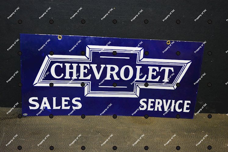 Chevrolet in bowtie Sales & Service Porcelain Sign
