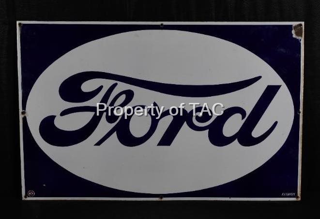 Ford in Oval Reverse Colors Porcelain Sign