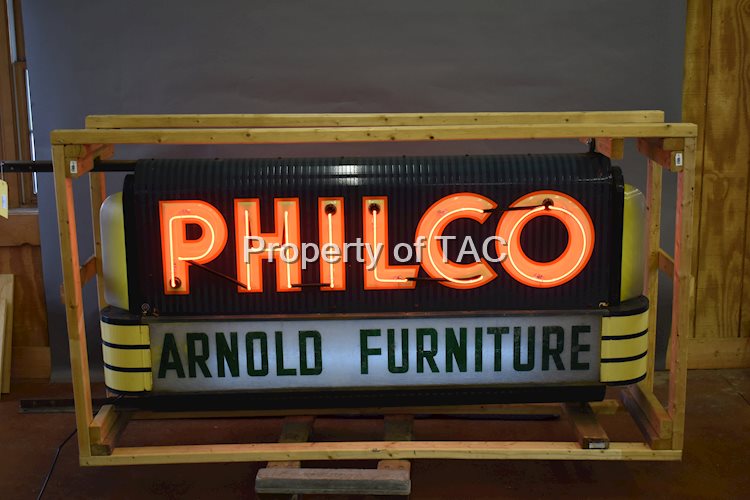 Philco "Arnold Furniture" Double-Sided Porcelain Neon Sign