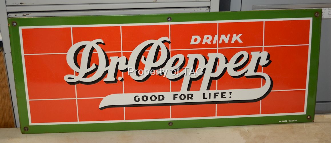 Drink Dr. Pepper "Good For Life" w/Red Tile Background Porcelain Sign