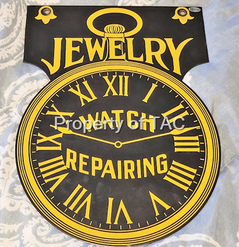 Jewelry Watch Repairing Double Sided Porcelain Sign