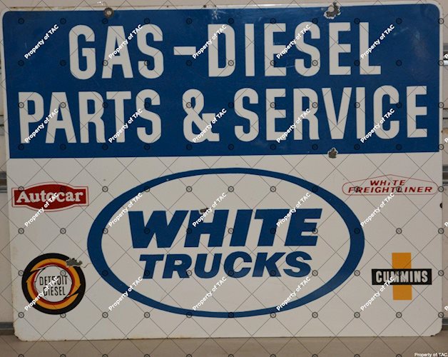 White Trucks Gas -Diesel Parts & Service w/other logos sign