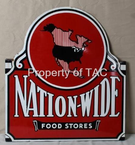 Nation-Wide Food Stores w/Logo Porcelain Sign