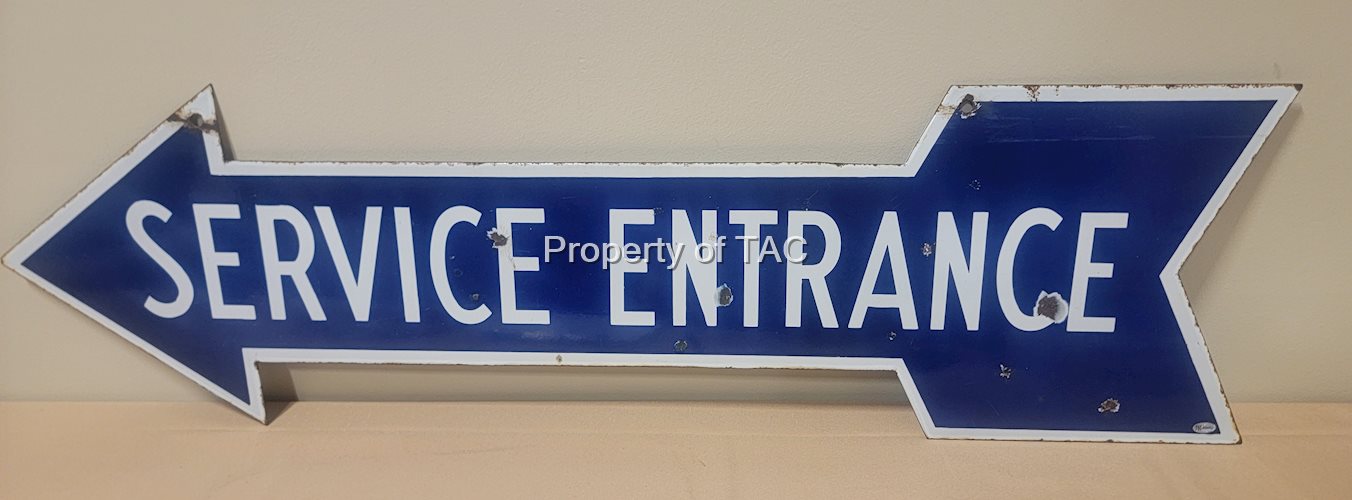 Service Entrance Porcelain Arrow Sign