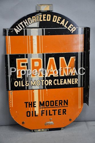 Fram Oil & Motor Cleaner "The Modern Oil Filter" Metal Flange Sign