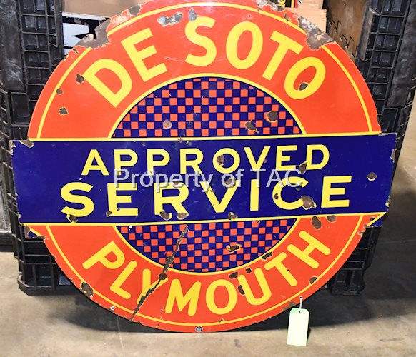 DeSoto Plymouth Approved Service Porcelain Sign