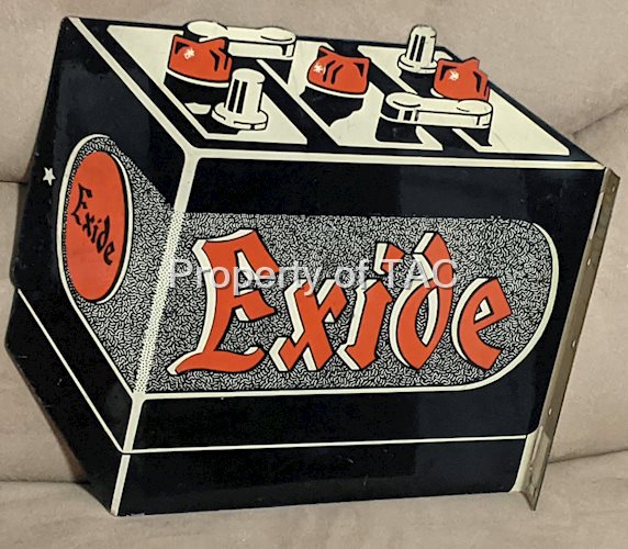 Exide Double Sided Tin Flange Sign